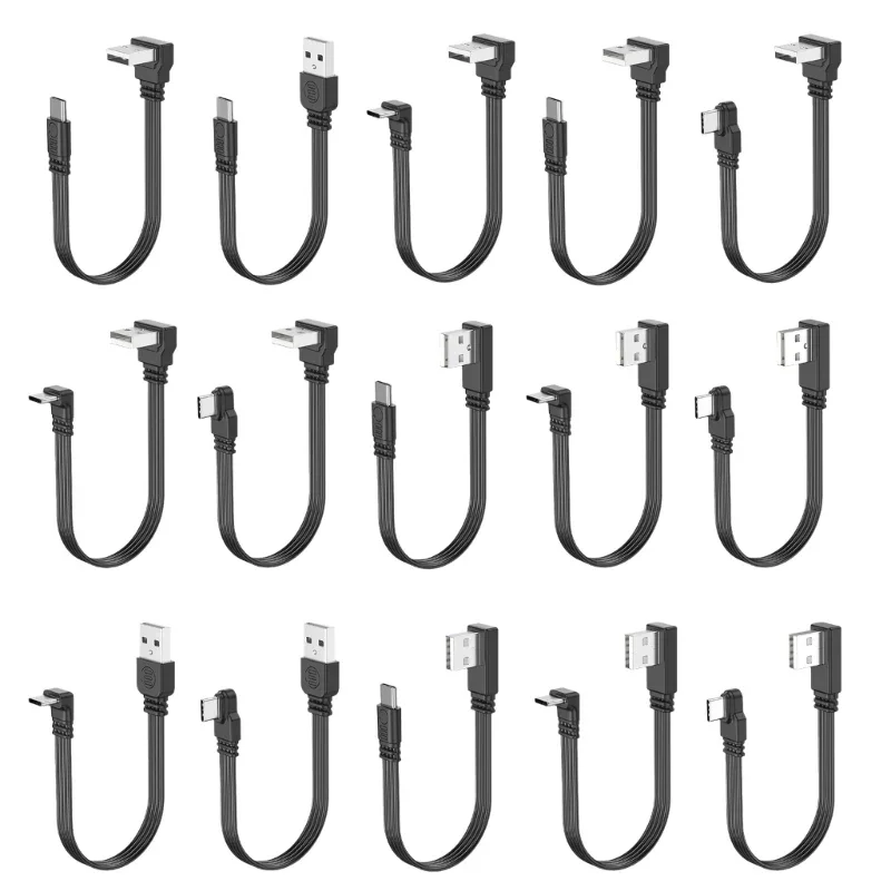 10CM-100CM Flat Flexible straight&Up & Down & Left & Right Angled 90 Degree Usb Male to Type C Male charging and Data Cable