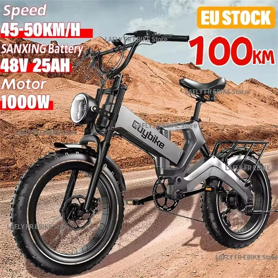 Electric Bicycle 1000W 48V 15AH 20Inch Fat Tire Electric Bike Folding Mountain Ebike Outdoor Adult Off-Road Bicycle