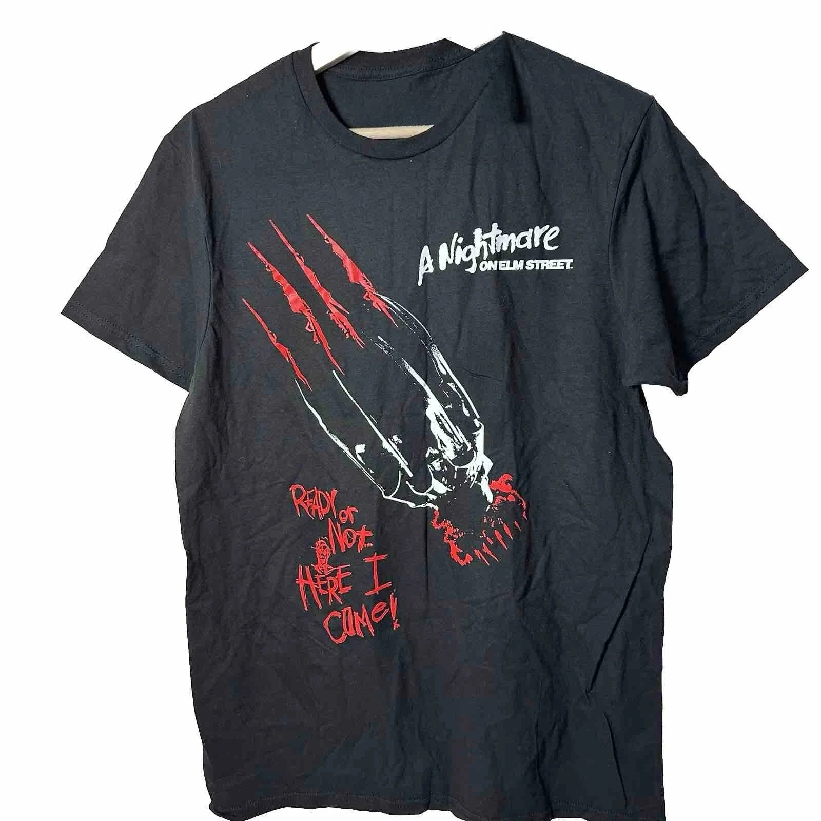 

Футболка Nightmare on Elm Street, черная футболка Freddy Krueger из фильма ужасов 80-х, среднеамериканская футболка, мужская футболка с короткими рукавами, женская, хлопковая