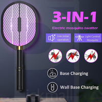 Electric Mosquito Racket with Purple Killer Lamp, Type-C Rechargeable, Bug Zappers, Fly Swatter, Upgraded, 3000V, 2024
