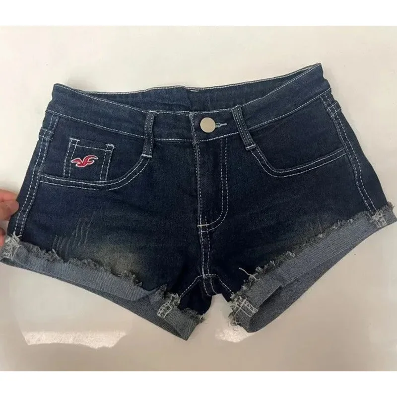 

Street Rolled Up Denim Shorts Women Sexy Summer Fashion American Shorts Low Rise Harajuku Causal High Street Jazz Dance Shorts