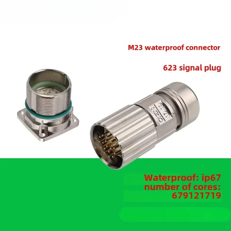 

1Pcs M23 connector 12 19 holes 17 pins 6 pins 8PIN clockwise counterclockwise servo motor encoder aviation plug holder