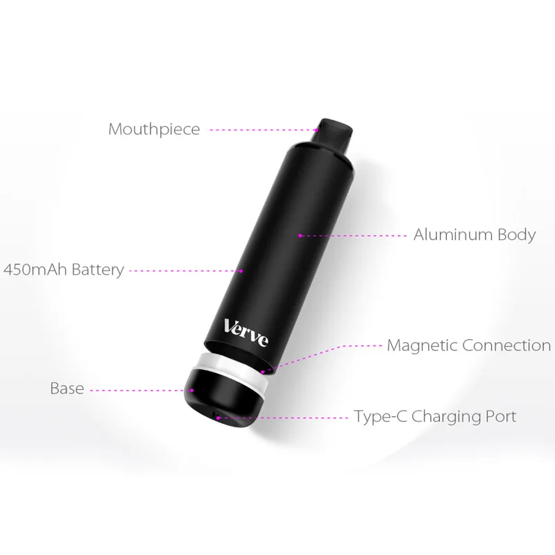 Elektroniczny papieros Oryginalny parownik Yocan Verve Vape Pen 450 mAh Bateria 2,6 V/3,2 V/3,8 V 510 Gwint Vape 510 Bateria Vape Pen