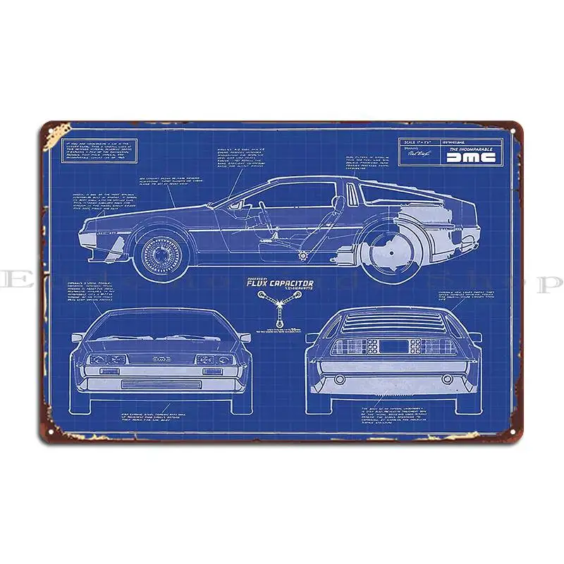 Delorean Dmc 12 Project Metal Sign Custom Garage Bar Cave Home Classic Tin Sign Poster