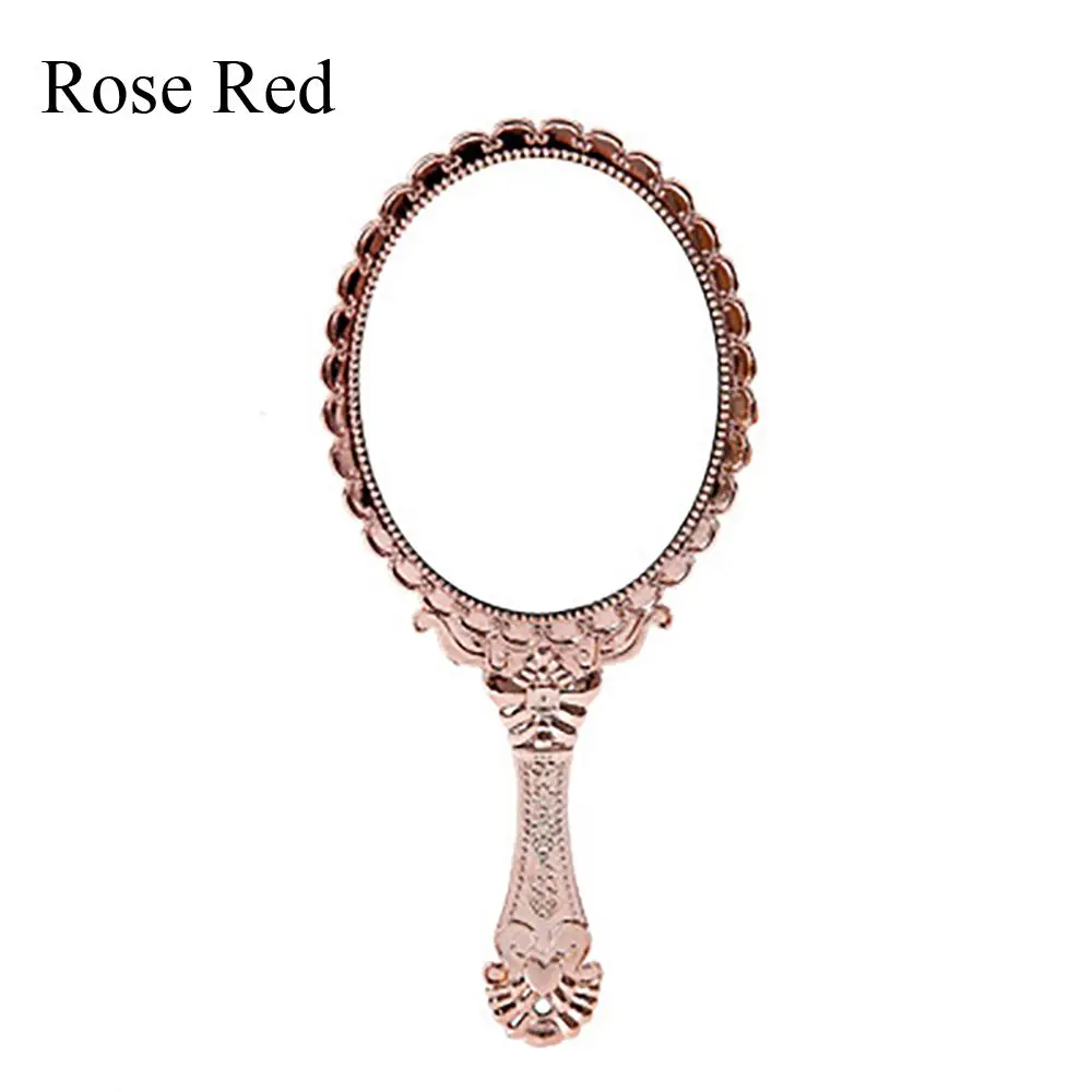 Portable Creative Retro Handhold Mirrors Pattern Handle Lace Mirrors Makeup Mirrors