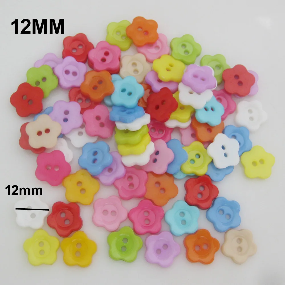 NBNNLO 50Pcs Mix Colors 10MM-22MM Multisizes Plastic Flower Buttons Craft Decoration Home Sewing Accessories