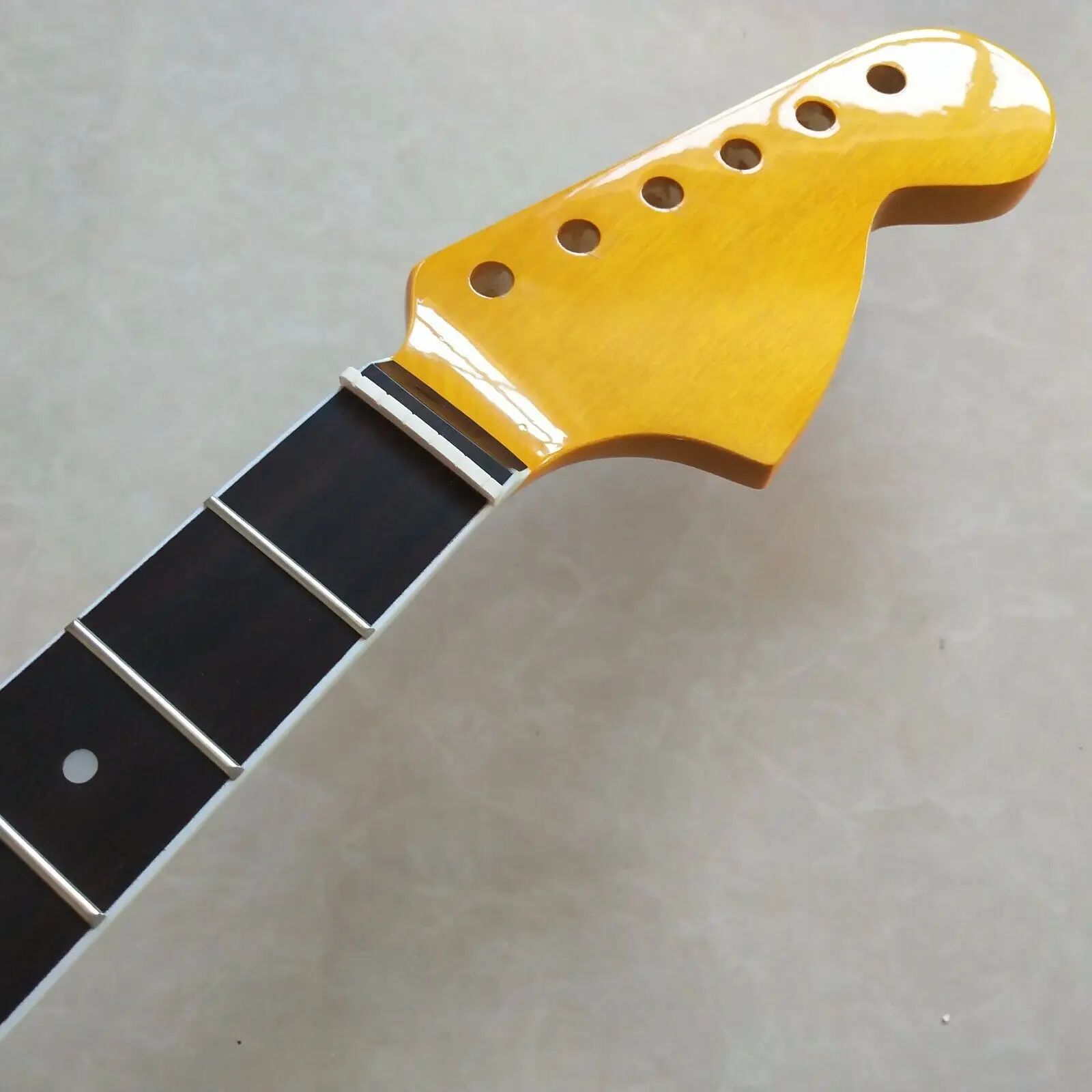 

DIY Big head Yellow Guitar Neck Part 21fret 25.5" Maple Rosewood Fretboard Inlay