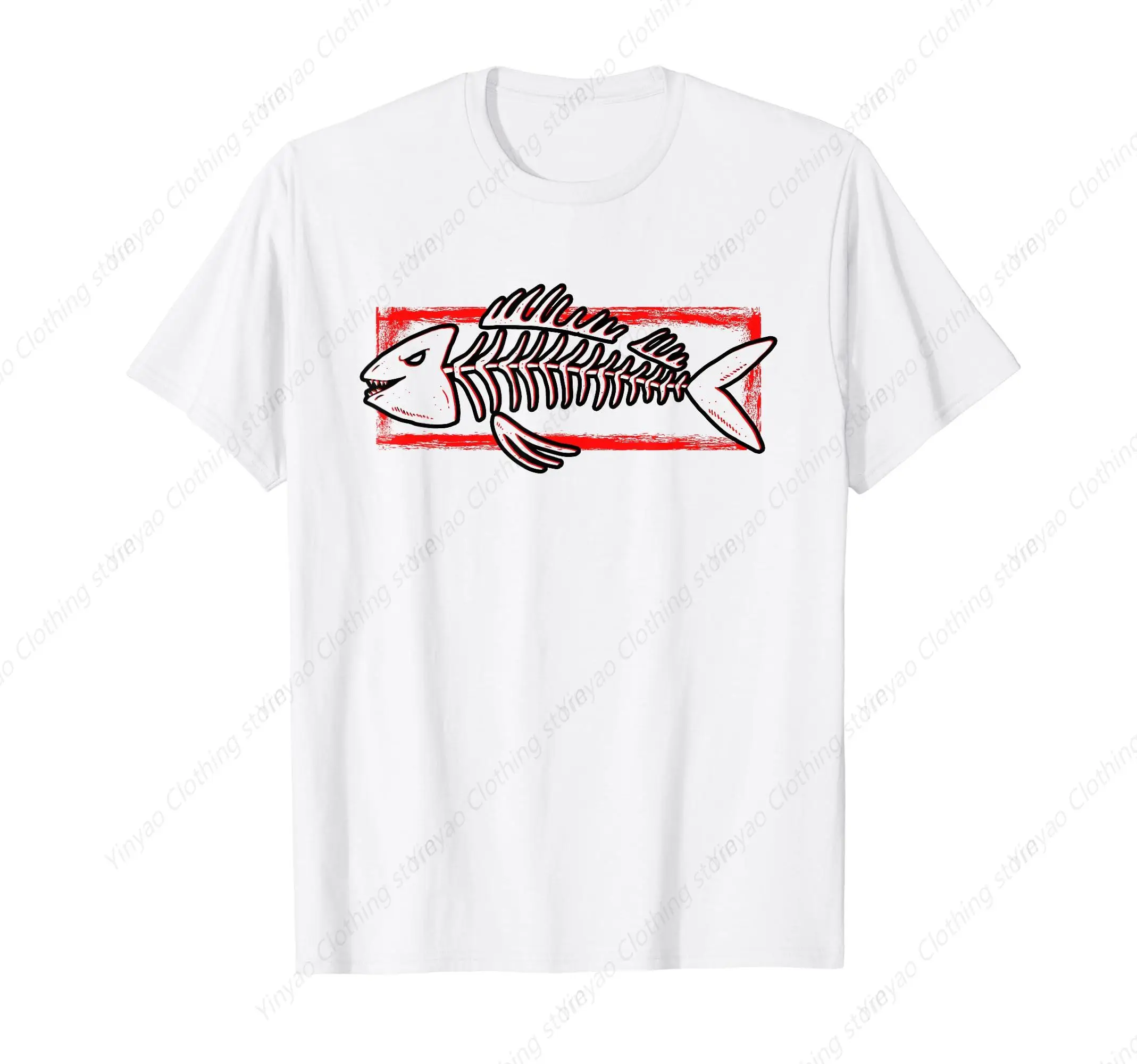 

Fun Fish Bone Hip Hop Street T-shirt Fashion Personalized Custom Short Sleeve Men's and Women's Cotton Casual T-shirts