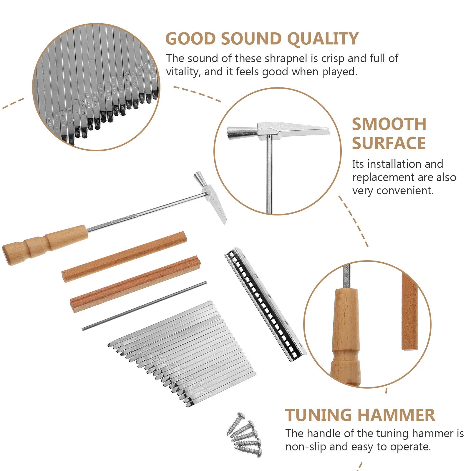 

Thumb Piano Set Kalimba Replacements Durable Accessories Wood Professional Parts Sleepers