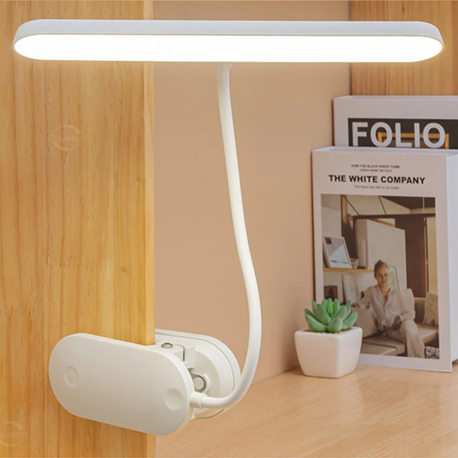 New Table Lamp USB Rechargeable Desk Lamp With Clip Bed Reading Book Night Light LED Touch 3 Modes Dimming Eye Protection Light