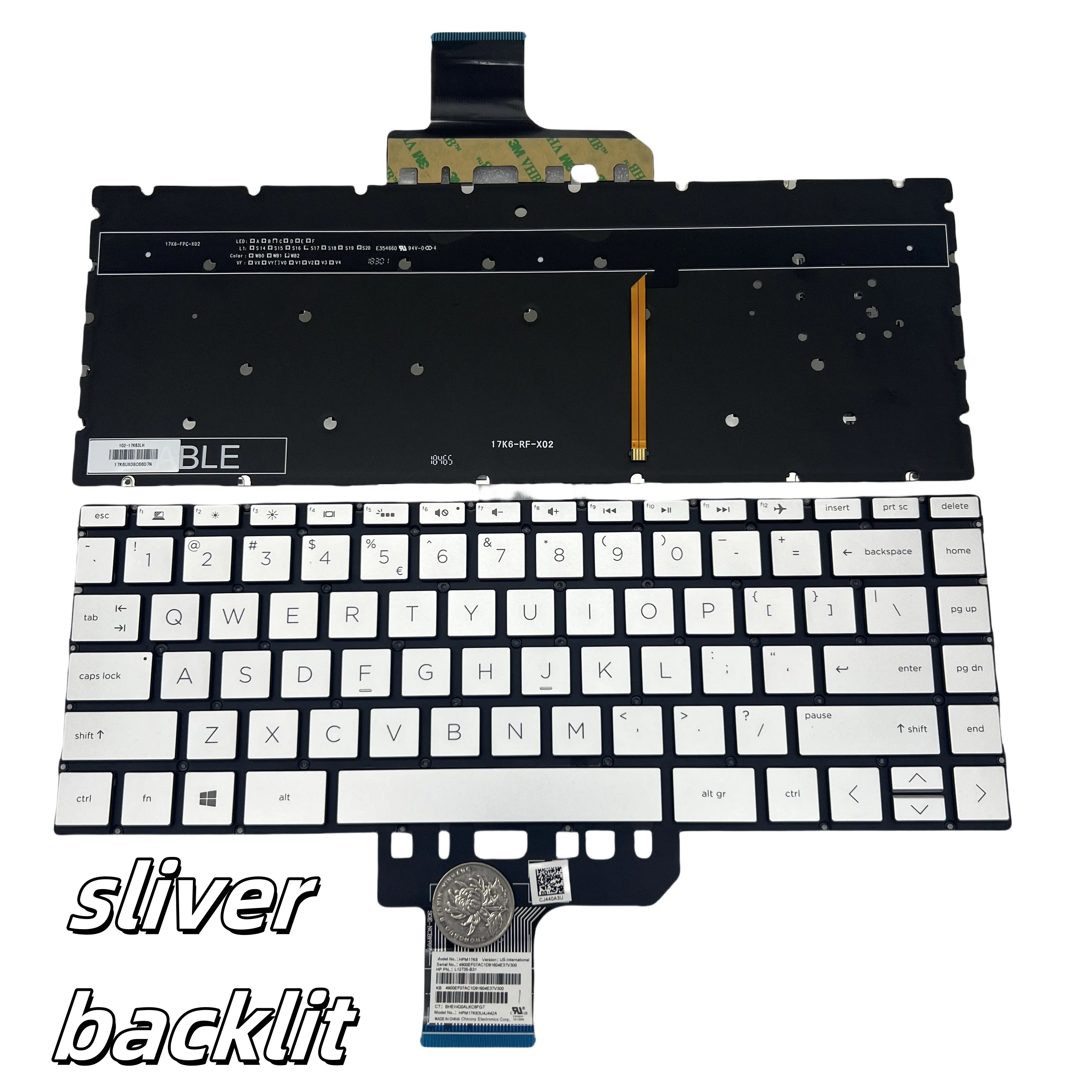 

New Silver Backlit Keyboard for HP Pavilion 13-AN Spectre 13-AP Envy 13-AG 13M-AG 13-AH 13-AQ 13-AR