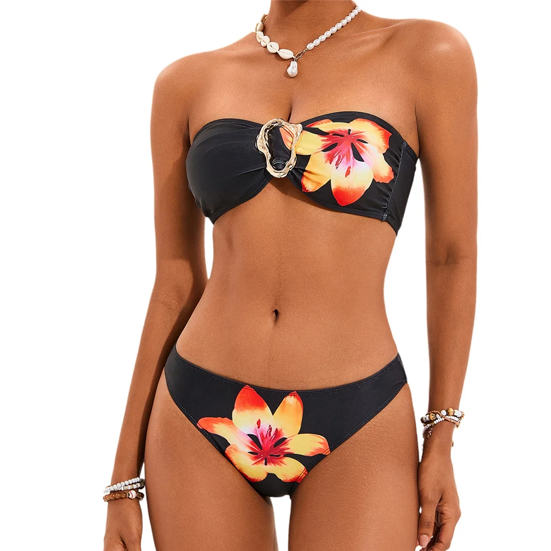 S - XL, mit Hose, Blumenmuster, Bikini, Damen-Badeanzug, dreiteiliges Bikini-Set, Damen-Badebekleidung, Badeanzug, Schwimmanzug V6553 – Detail 7