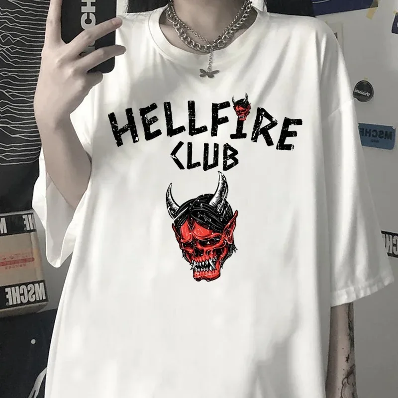 Nuevas camisetas de algodón para mujer, camiseta Harajuku al revés, camiseta Hellfire Club con estampado 3D, camisetas informales de manga corta para mujer