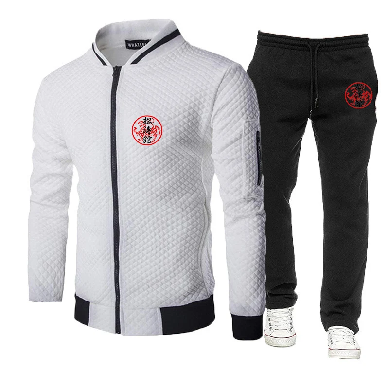 2025 Spring And Autumn Men's Shotokan Karate Logo Print Fashion Zipper Hoodies+Leisure Sweatpants Sports Comfortable Pants Sets