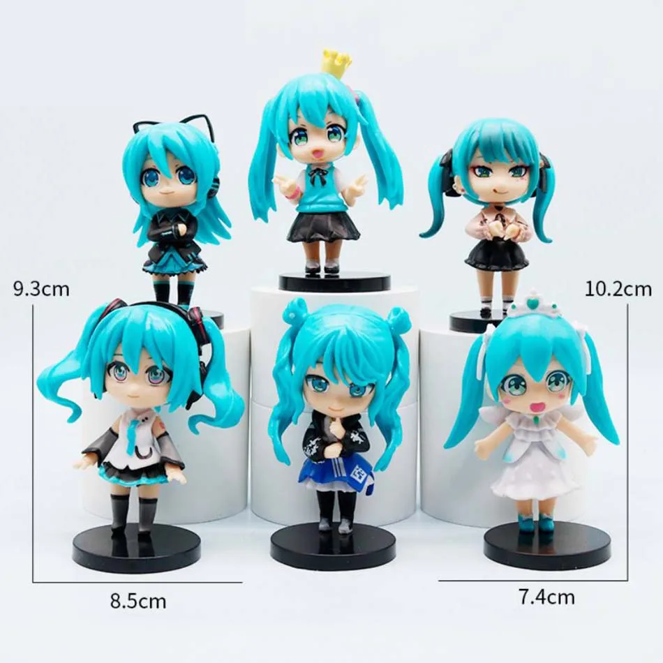 Set di vendita caldo Anime nuovo hatsune miku figura mini ornamenti di personaggi kawai hatsune decorazione della tavola per la casa giocattolo per adulti regalo per bambini