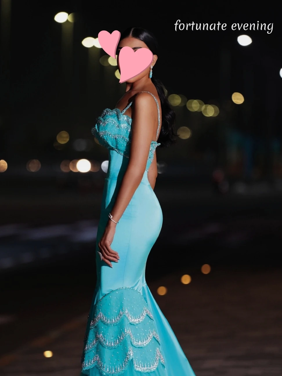 فستان سهرة محظوظ أنيق عتيق باللون الأخضر الحلو حورية البحر واللؤلؤ مخصص للمناسبات الرسمية والحفلات الراقصة وحفلات السهرة