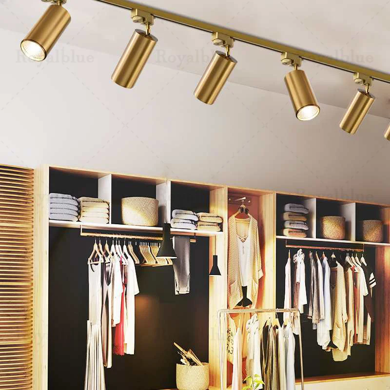 COB LED Track Light Led Spotlight Lampada Gold Aesthetic Room Decoration Clothing Store Showroom Exhibition Mall Hall Home