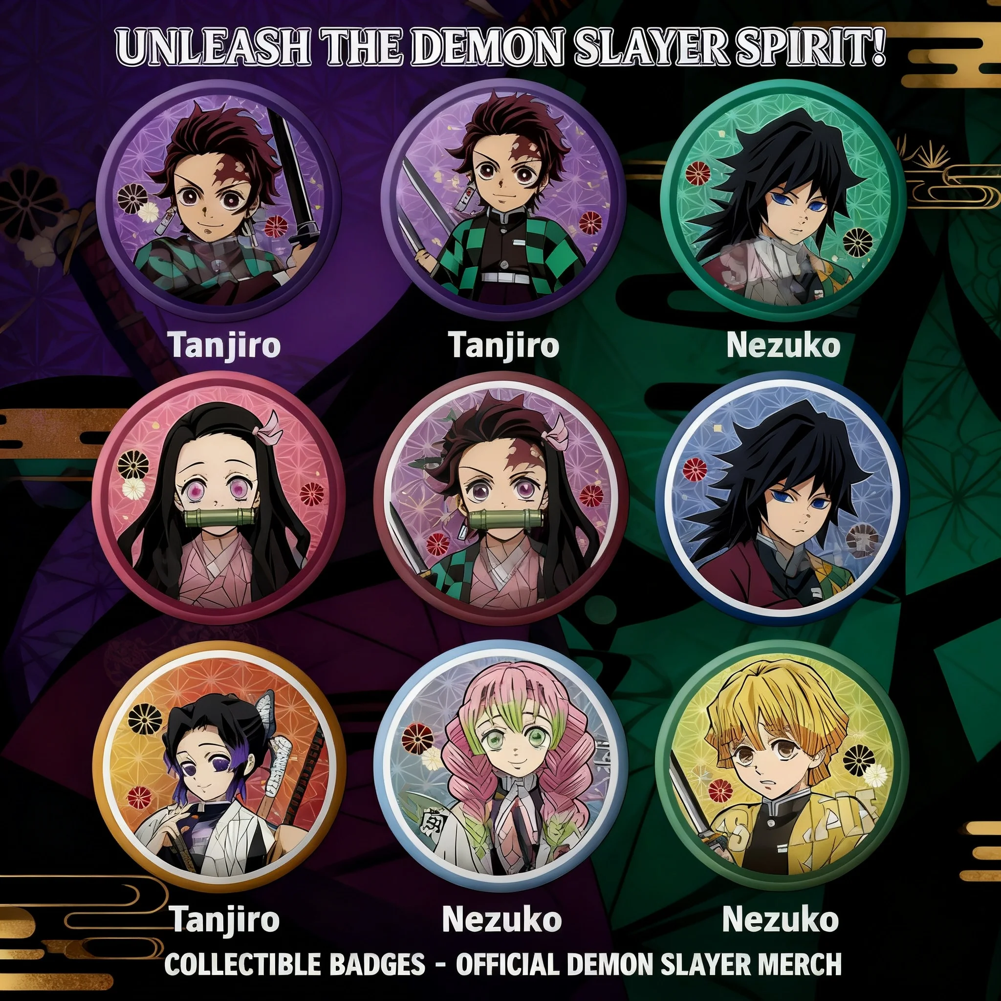 

Demon Slayer Badge Kimetsu no Yaiba Anime Pin Nine Pillars Tomioka Giyuu Kocho Shinobu Zenitsu Cosplay Accessories Brooch