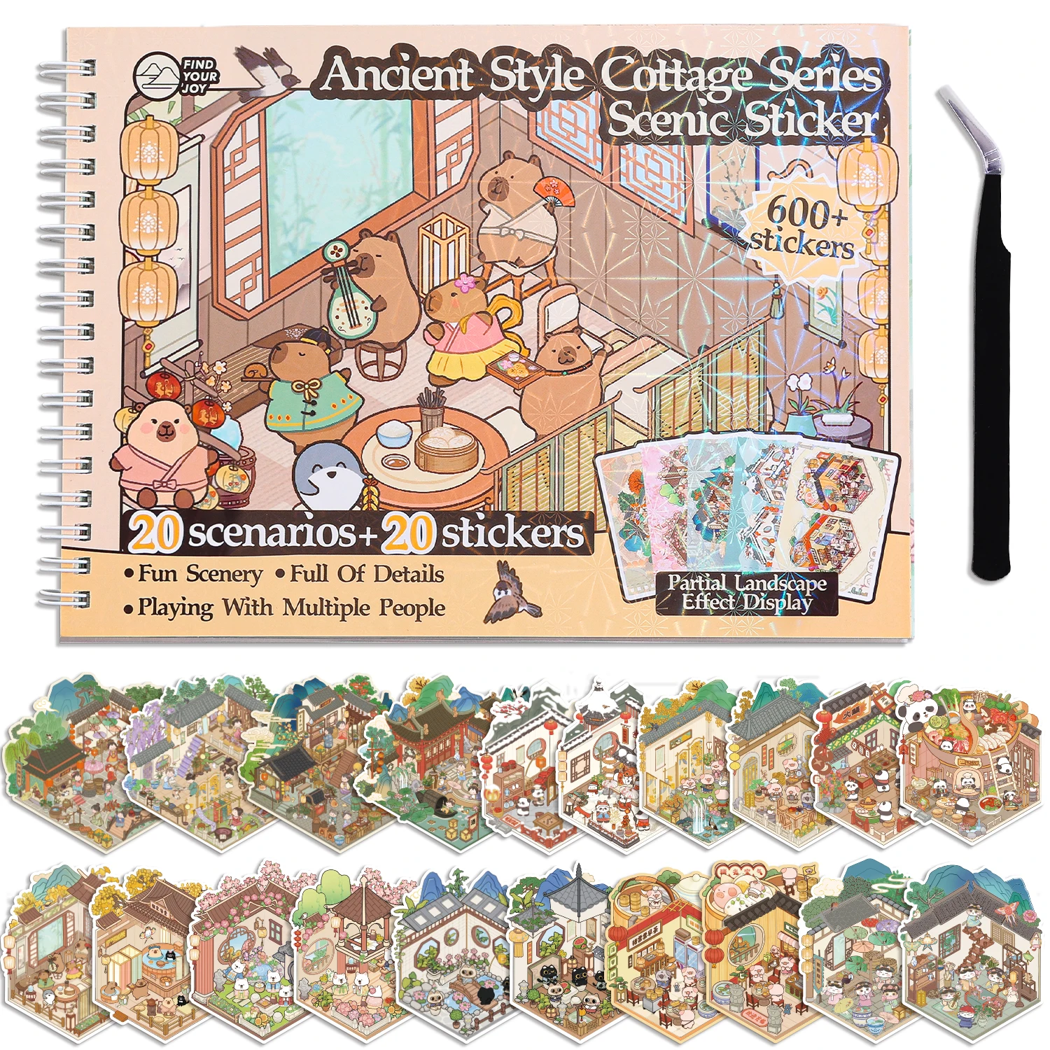 

20 Sets 3D Scene Stickers for Girls,Cute Scene Sticker Book, Fun Party Favors Gifts for Women