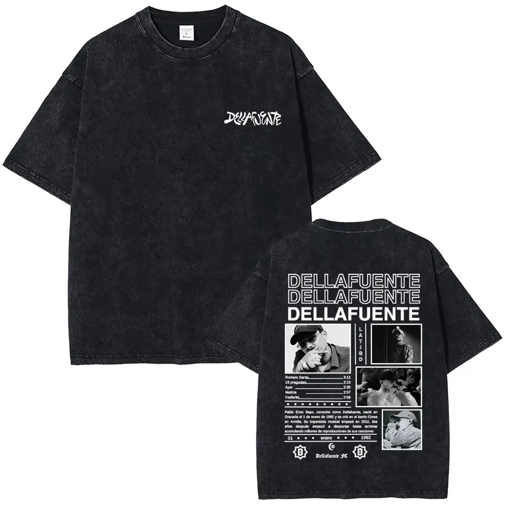 

Vintage Washed Dellafuente New Album 2025 Tour T-shirts Men Women Gothic Hip Hop Punk T Shirt Fashion Casual Oversized T-shirt