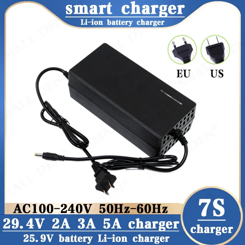 29.4V Charger 29.4V 2A 3A 5A Lithium Battery Charger For 24V Electric Scooter E-bike 7Series Li-ion battery pack DC 5.5mm*2.1mm