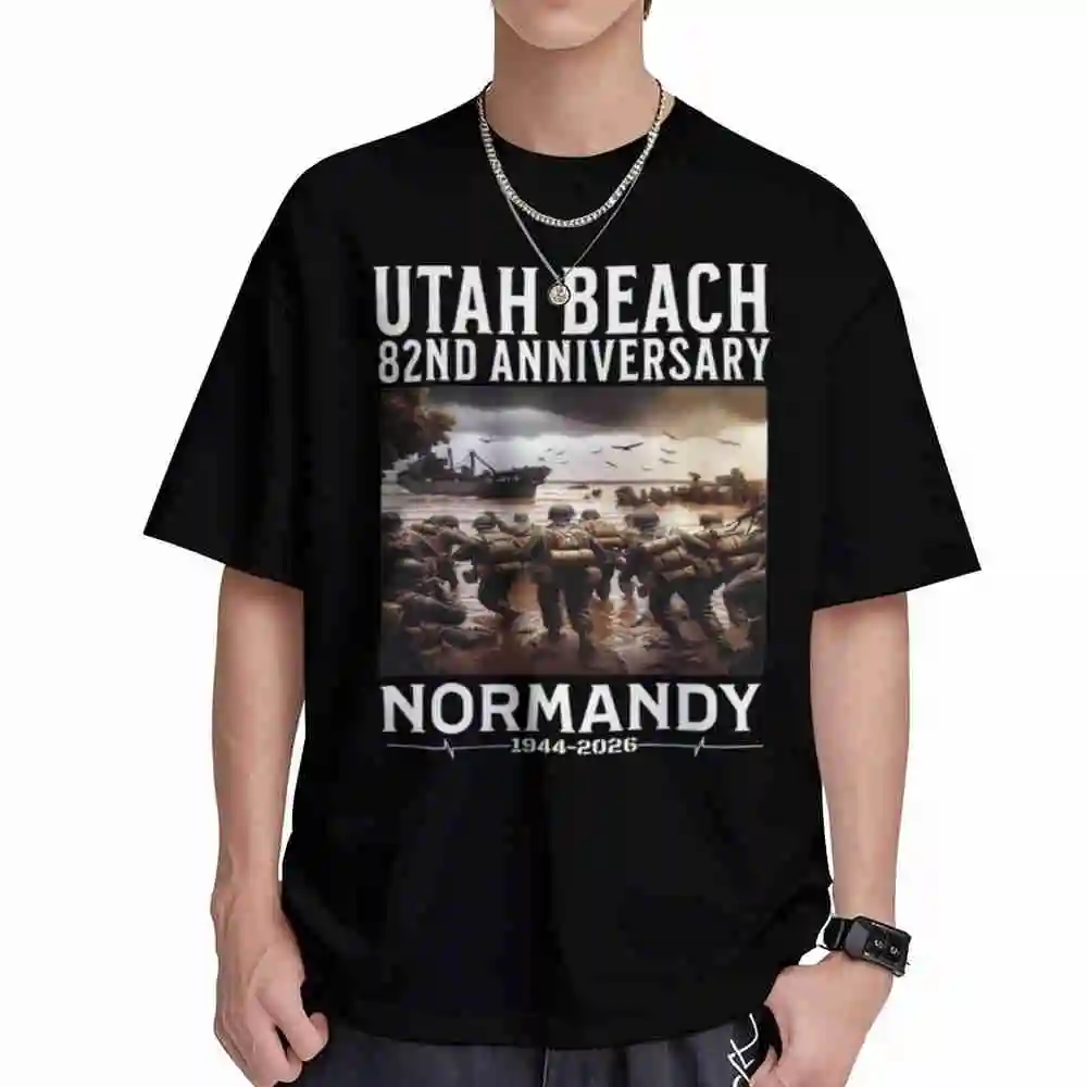 D-Day 2026 82nd Anniversary Normandy Omaha Beach 1944 Short Sleeve Tee 100% Cotton T-Shirt