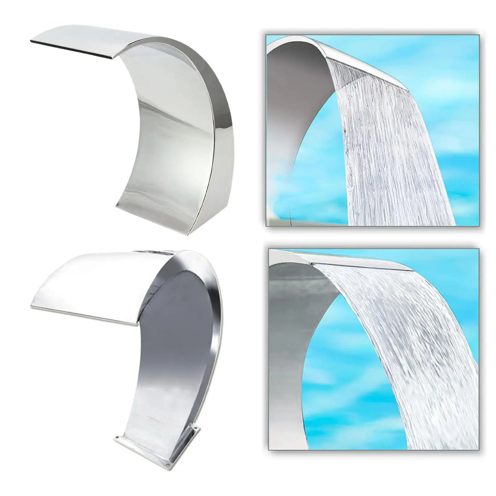 Swimming Pool Waterfall Fountain Waterfall Spillway,Water Feature Stainless Steel for Indoor