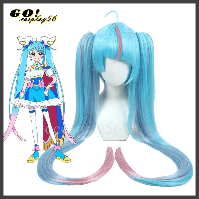 

Cure Sora Harewataru Cosplay Wig Buns Long Curly Yellow Synthetic Hair Anime Pretty Cure 2023 Headwear