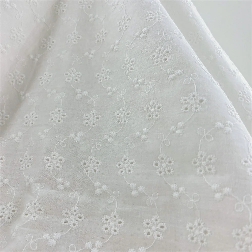 Pure Cotton Lace Fabrics 130x50cm Jacquard Openwork Floral Collection for Wedding Dress Bridal Veil DIY Women Tops Fashion Cloth