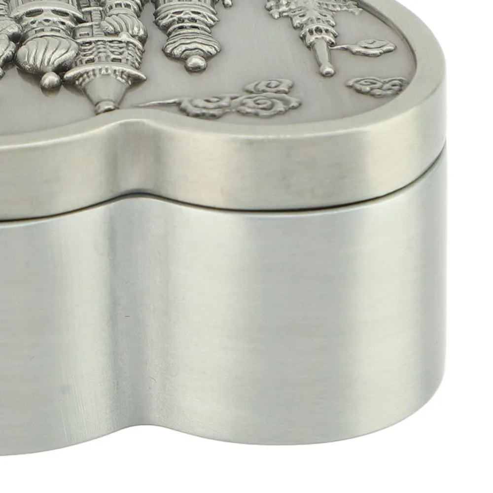 2pcs Velvet Interior Heart Shaped Jewelry Box Emboss Alloy Storage Organizer Small Antique Metal Treasure Chest Wedding