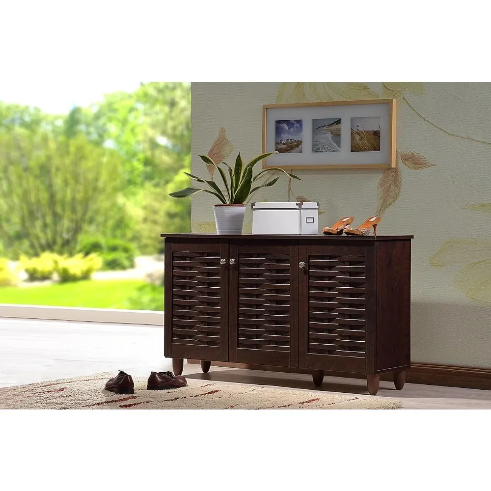 

Shoe Cabinet Wholesale Interior Design Modern & Contemporary 3 Door Dark Brown Wooden Entryway Shoe Locker