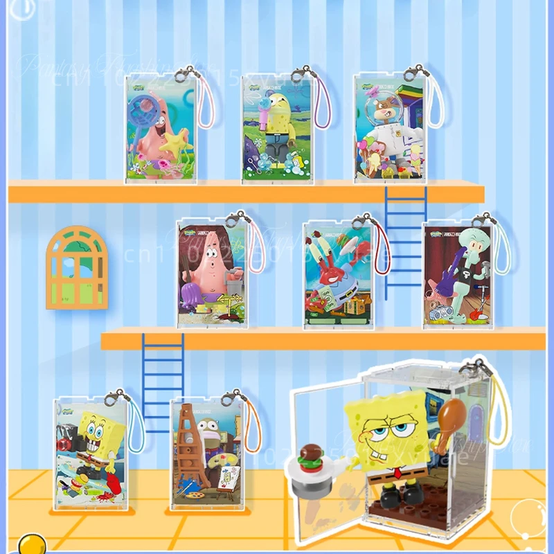 سبونجبوب اللبنات بيكيني القاع يوم تجميعها صندوق معلق نموذج اللعب الكرتون الديكور صناديق غامضة للأطفال الهدايا