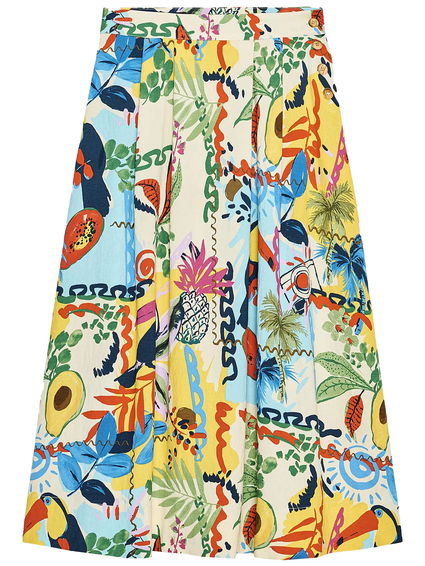 กระโปรงทรงเอลายทรอปิคอล ความยาวปานกลาง เอวสูง สไตล์ลำลอง สำหรับผู้หญิง ให้ความรู้สึกสบายๆ เหมาะกับวันหยุด กระโปรงทรงเข้ารูป ฤดูใบไม้ร่วง 2025