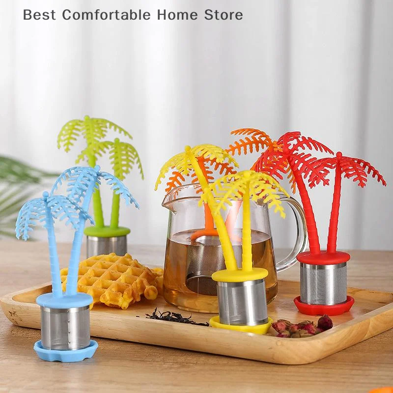 

Stainless Steel Coconut Tree Tea Infuser Silicone Tea Filter Filter Tea Dregs Brewer Kitchen Accessories Reusable Strainer Tools
