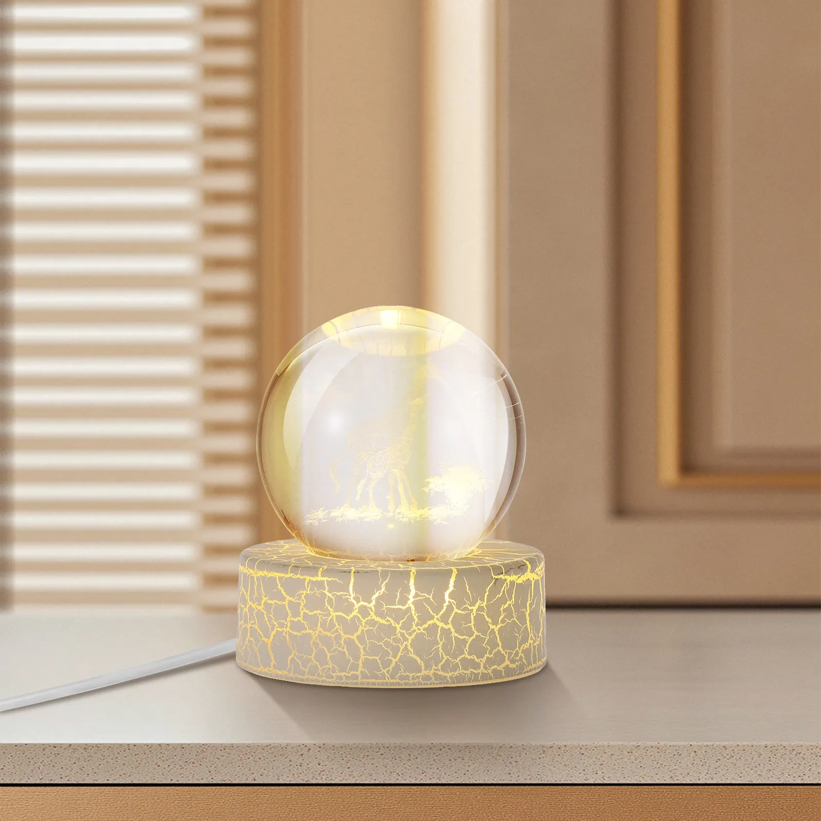 

Хрустальный шар-светильник: Элегантное настольное украшение для дома и офиса, прозрачная подставка-шар, декоративный глобус с ночником