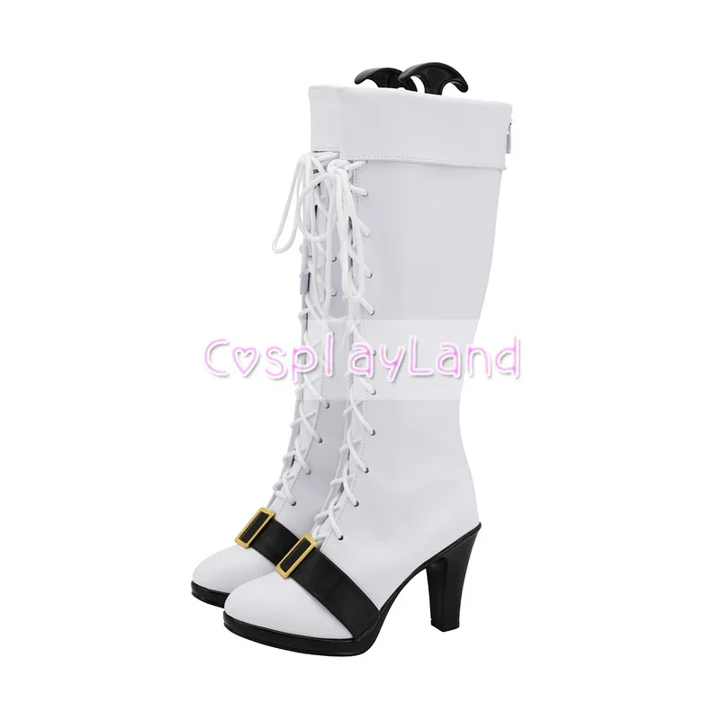 Arknights Nightin Cosplay Boots Shoes White Women High Heel Shoes Costume Customized Accessories Halloween Party Shoes