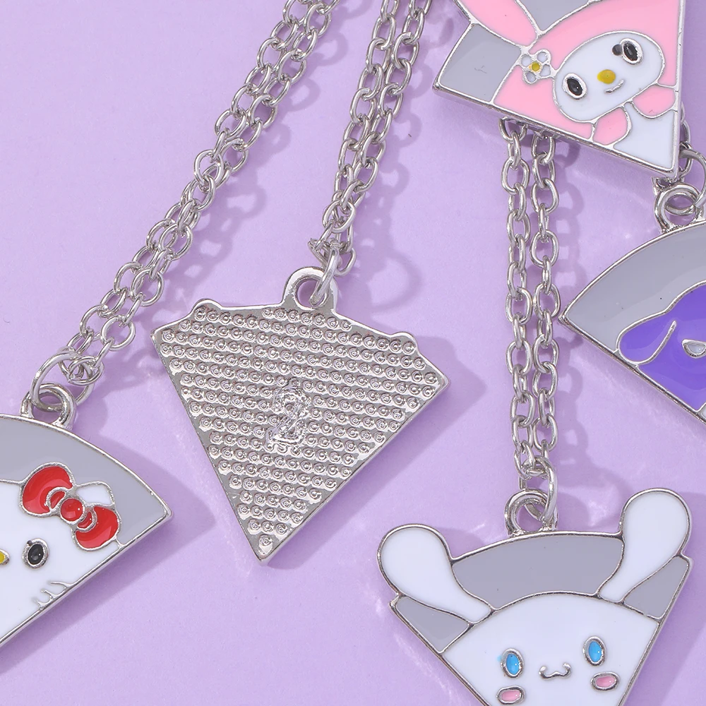 Cute Animal Rabbit Bear Cat Dog Kitty Puzzle Pizza Pendant Necklace Set For 5 Children Best Friends Sister Gift Wholesale