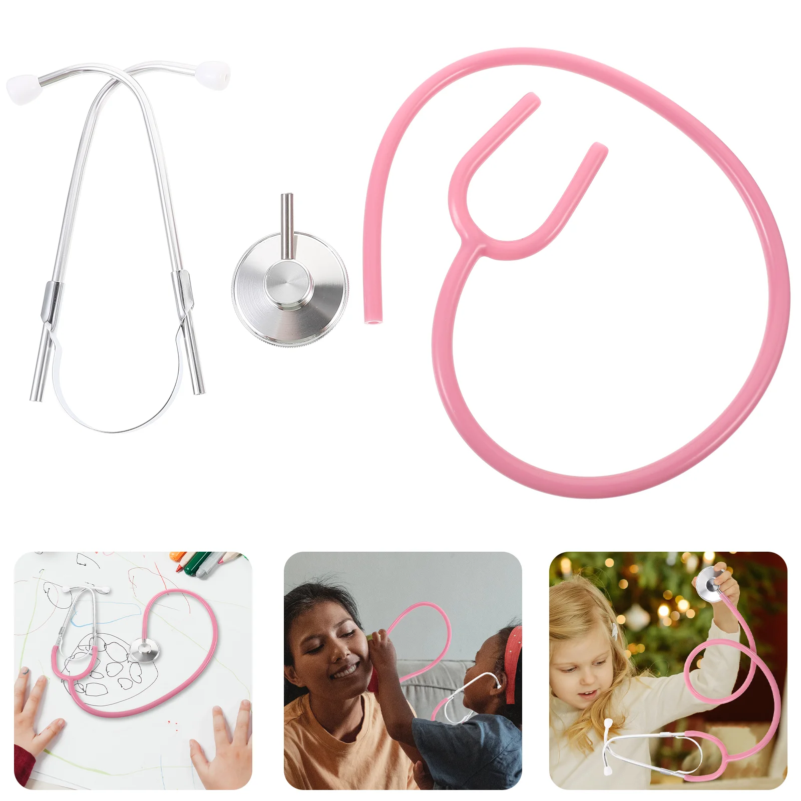 Toy Stethoscope Pretend Toddler Toys for Kids Playing Children Pink Medical Baby