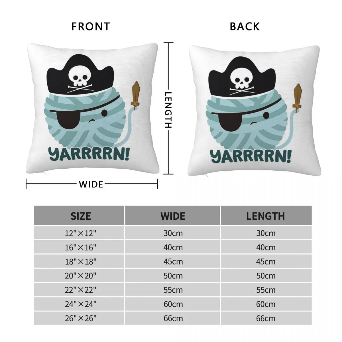 Yarrrrn Yarn Pirate Pillowcase Polyester Linen Velvet Creative Zip Decorative Pillow Case Home Cushion Cover 45x45