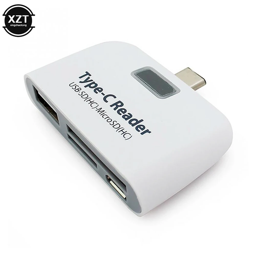 Multifunctional 4 in 1 USB C Type-C 3.1 OTG Card Reader Hub Universal USB 2.0 with Micro USB Charging Port TF Micro SD Adapter