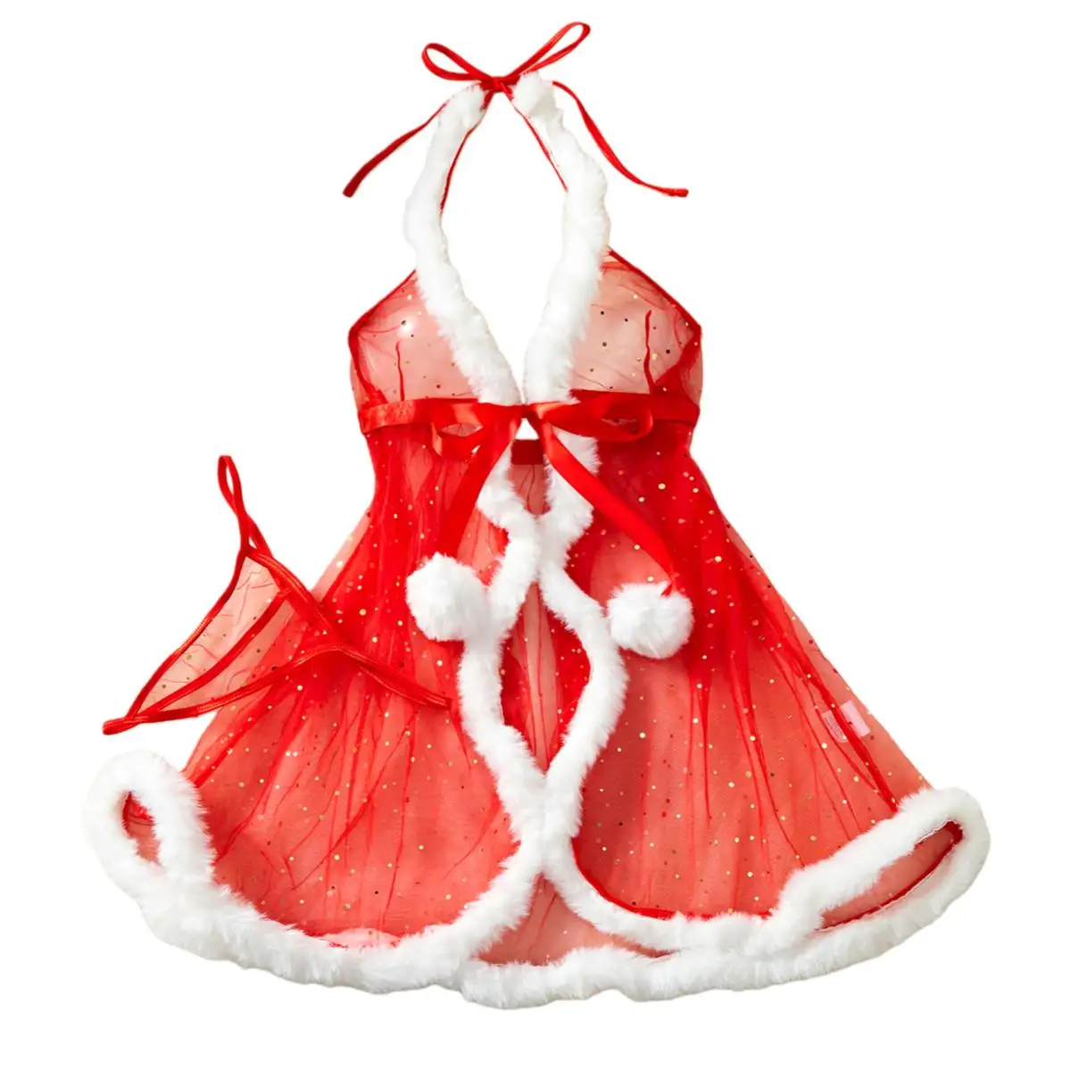 

Новое сексуальное женское белье, рождественские эксклюзивные пижамы, соблазнительное объявление тела, экзотическая красная плюшевая юбка на шнуровке, женские куклы из двух частей