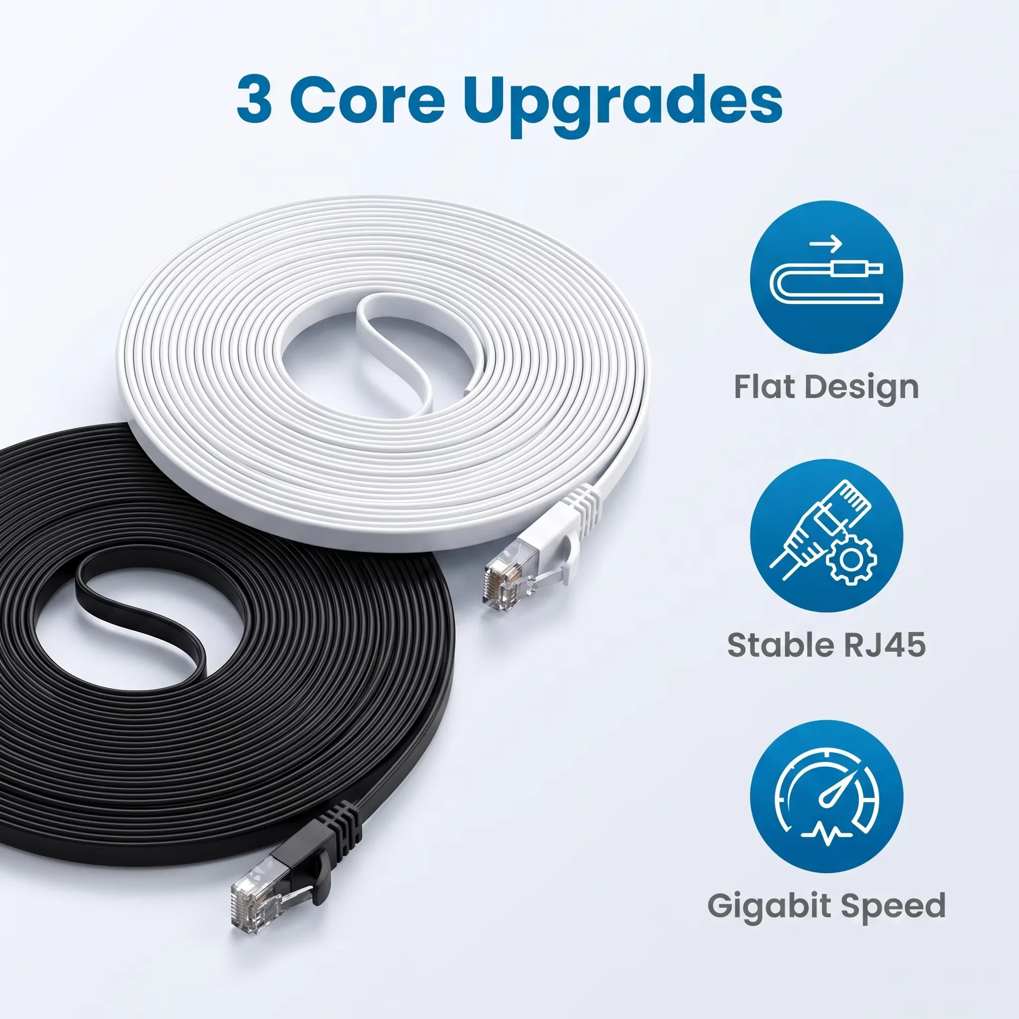 Cat 6 Flat Ethernet Cable UTP 1000M Network 32AWG Oxygen-free Copper for Laptop Router PC Router PS5 PC 4 3 Xbox Modem