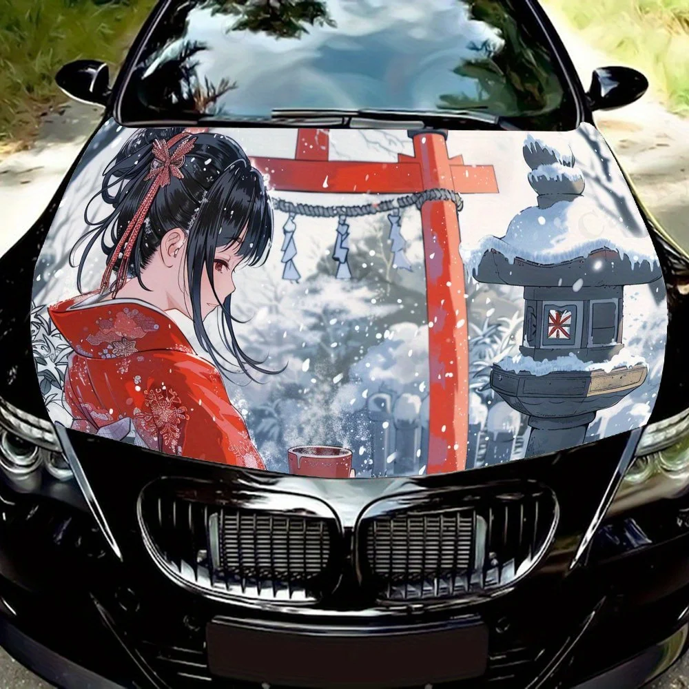 

Crimson - Clad Lady in Shrine Snow Realm car hood stickers, waterproof self-adhesive, scratch resistant, easy to stick, durable