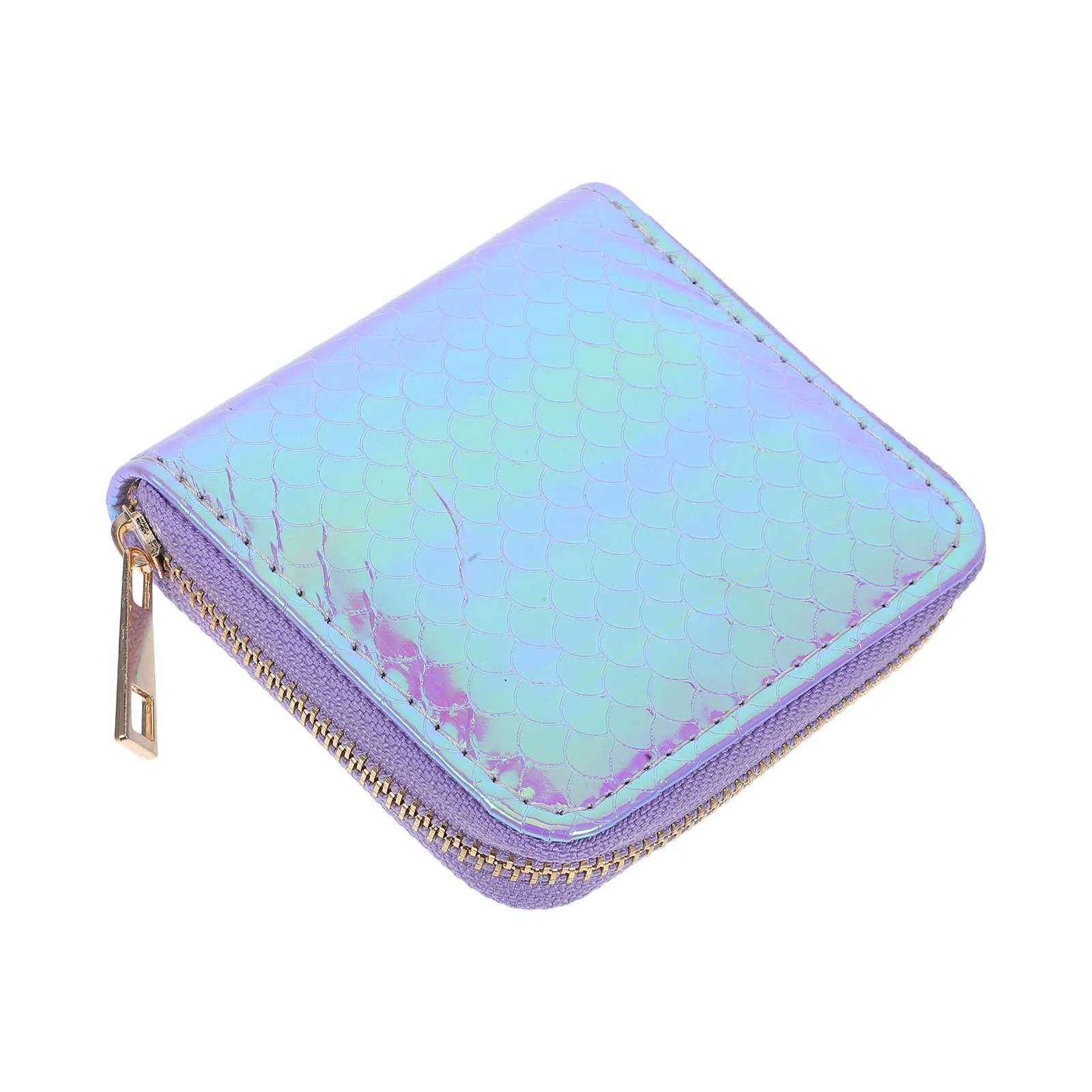 Zipper Closure Small Wallet Purse Acrylic Mermaid Coin Bag Toys Holder Purple Color