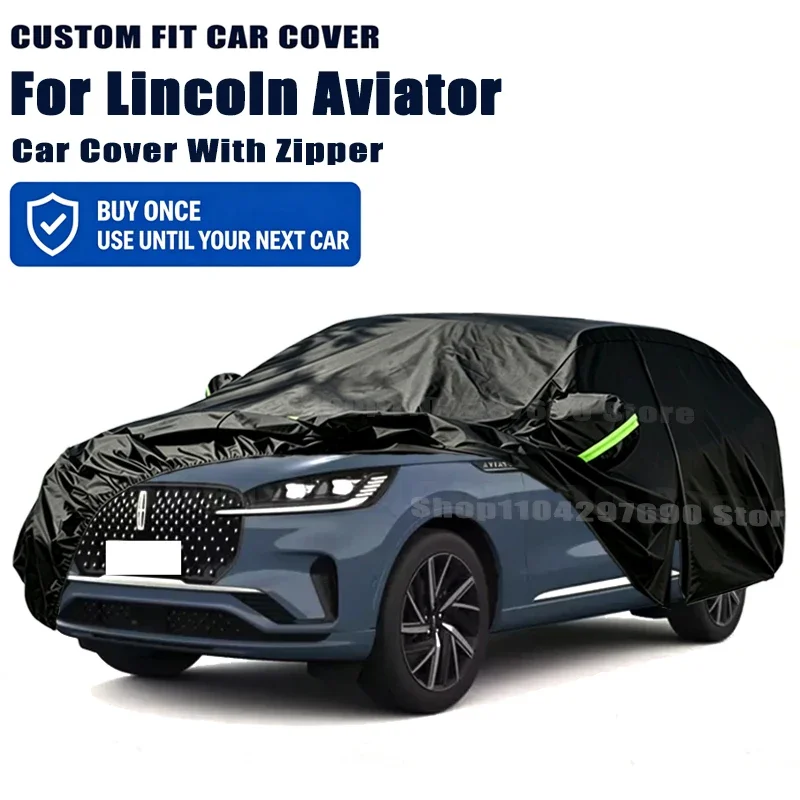 For Lincoln Aviator Outdoor Full Car Cover With Zipper Snow Cover Sunshade Waterproof Dustproof Exterior Protection
