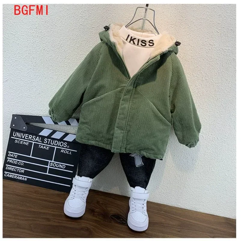 

Winter Coats -20° Boys Corduroy Jacket New Thicken Children's Handsome Baby Autumn Sleeves Plus Fleece Jacket Kids Clothing