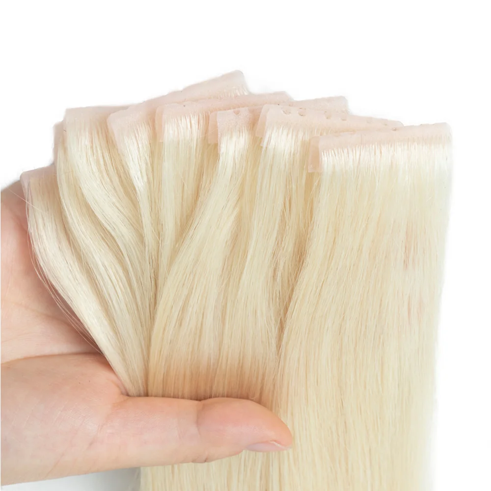 Bruin Onzichtbare Twin Tabs Haar Inslag Human Hair Extensions Recht Injecteren PU Gat Inslag Microlinks XO Inslag Blond 10 stks/pak