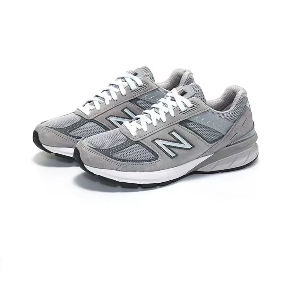 Original New Balance NB 990 V5 Classic Vintage Mesh Leather Casual Unisex Men and Women Running Shoes Grey Silver M990GL5