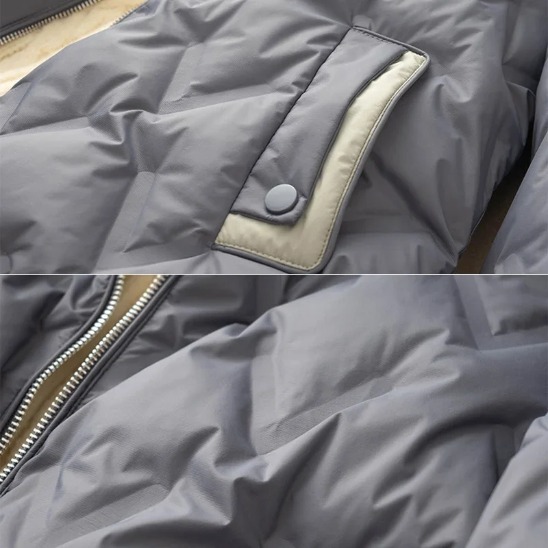 女性のカジュアルなパッチワークコート,フード付きトップス,白いダックダウンジャケット,秋冬アウター,新しいコレクション90%