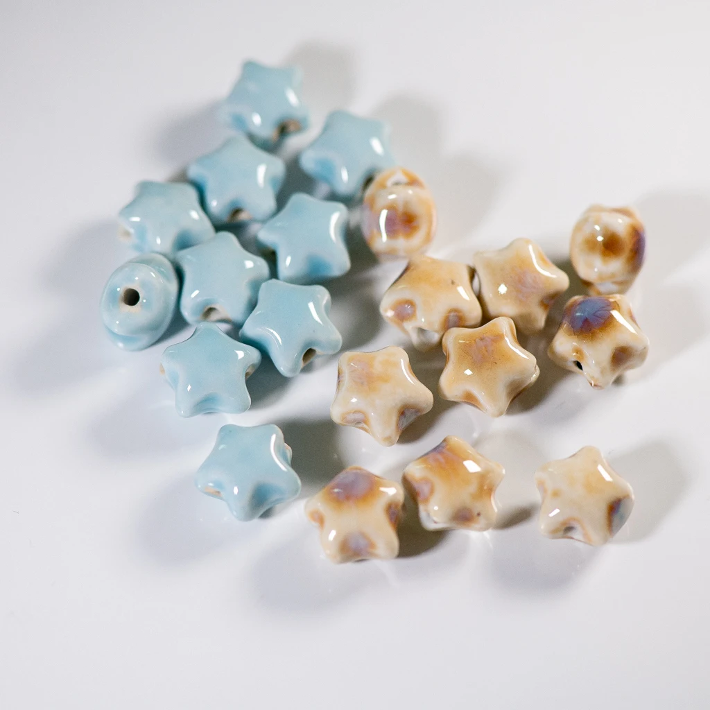Colorful 15mm Star Ceramic Beads Handmade Accessories For Jewelry Making DIY Crafts Unique Beading Supplies